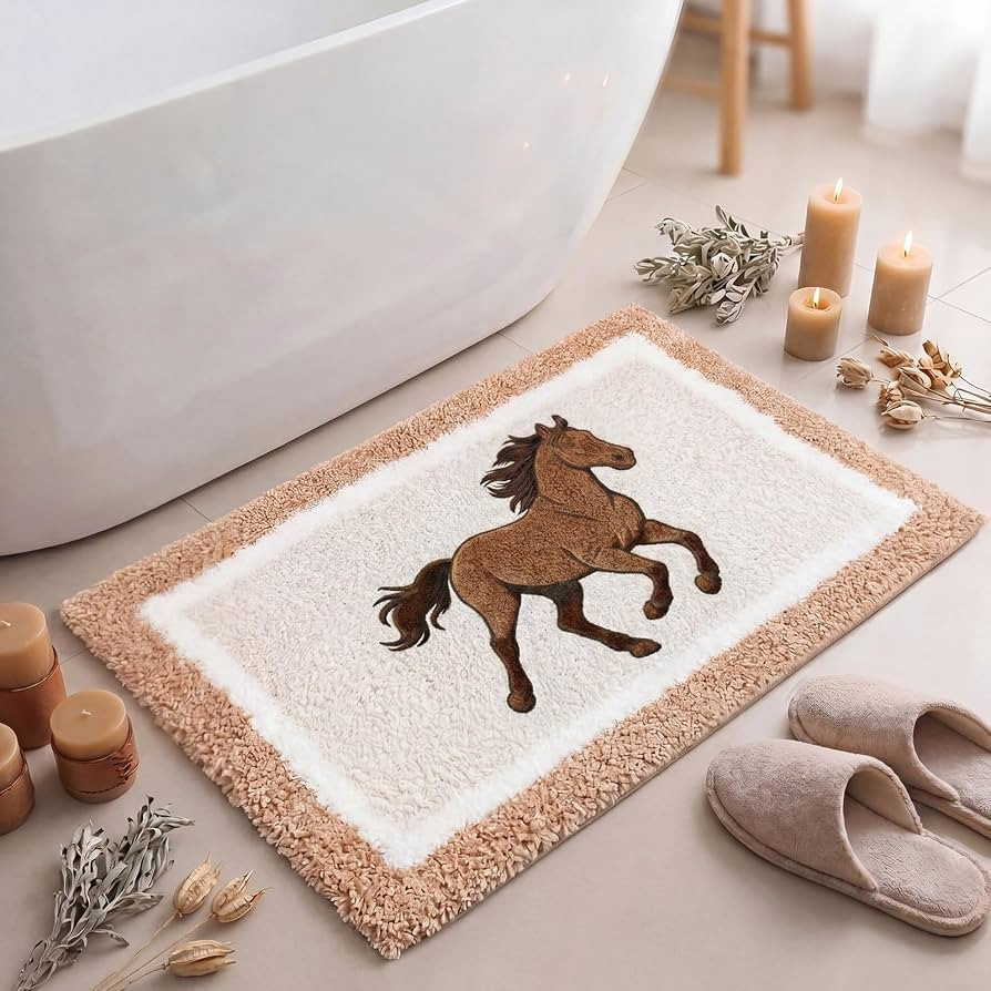 Boao Western Horse Bathroom Rug Tufted Non-Slip Bath Mat, 24 x 16 Inches | Amazon (US)
