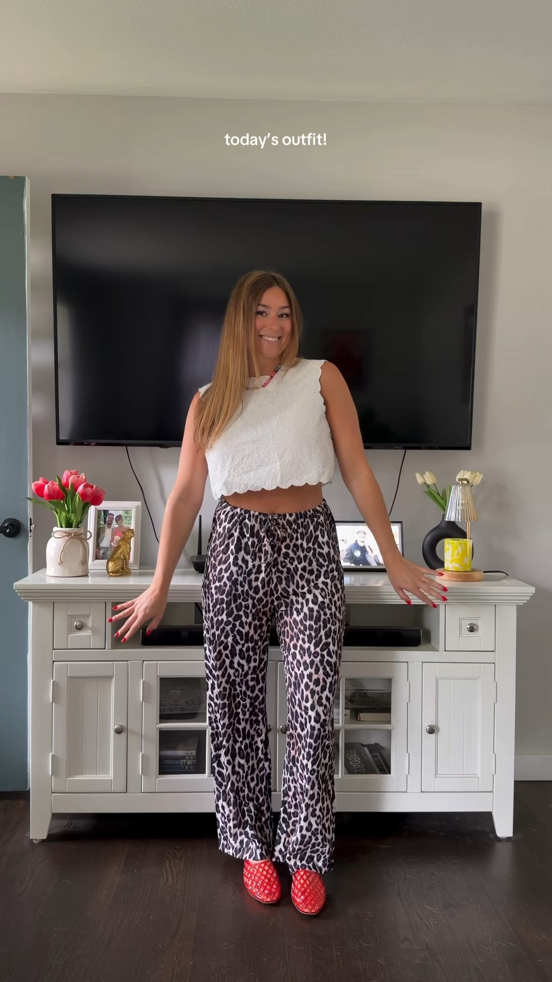 yesterdays outfit !! wearing my true size in everything 

jelly shoes 
cheetah print pants
colorful outfits 
pops of color
colorful necklace
chunky necklace

#LTKootd #LTKWorkwear