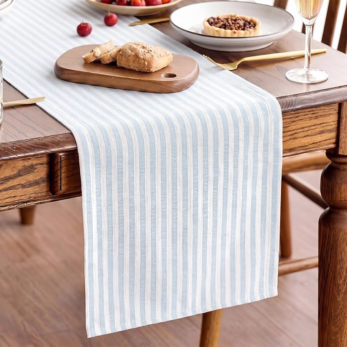 Light Blue and White Striped Table Runner for Decor, 14 x 60 Inch | Amazon (US)