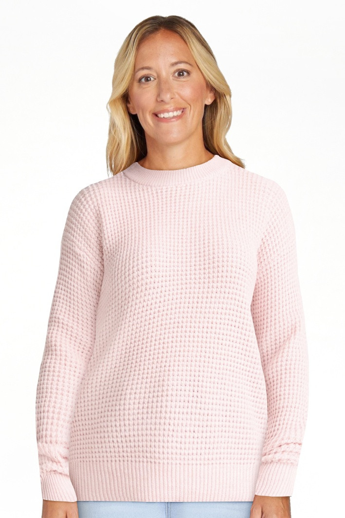 Time and True Women's Waffle Stitch Pullover Sweater, Midweight, Sizes: XS-XXXL - Walmart.com | Walmart (US)