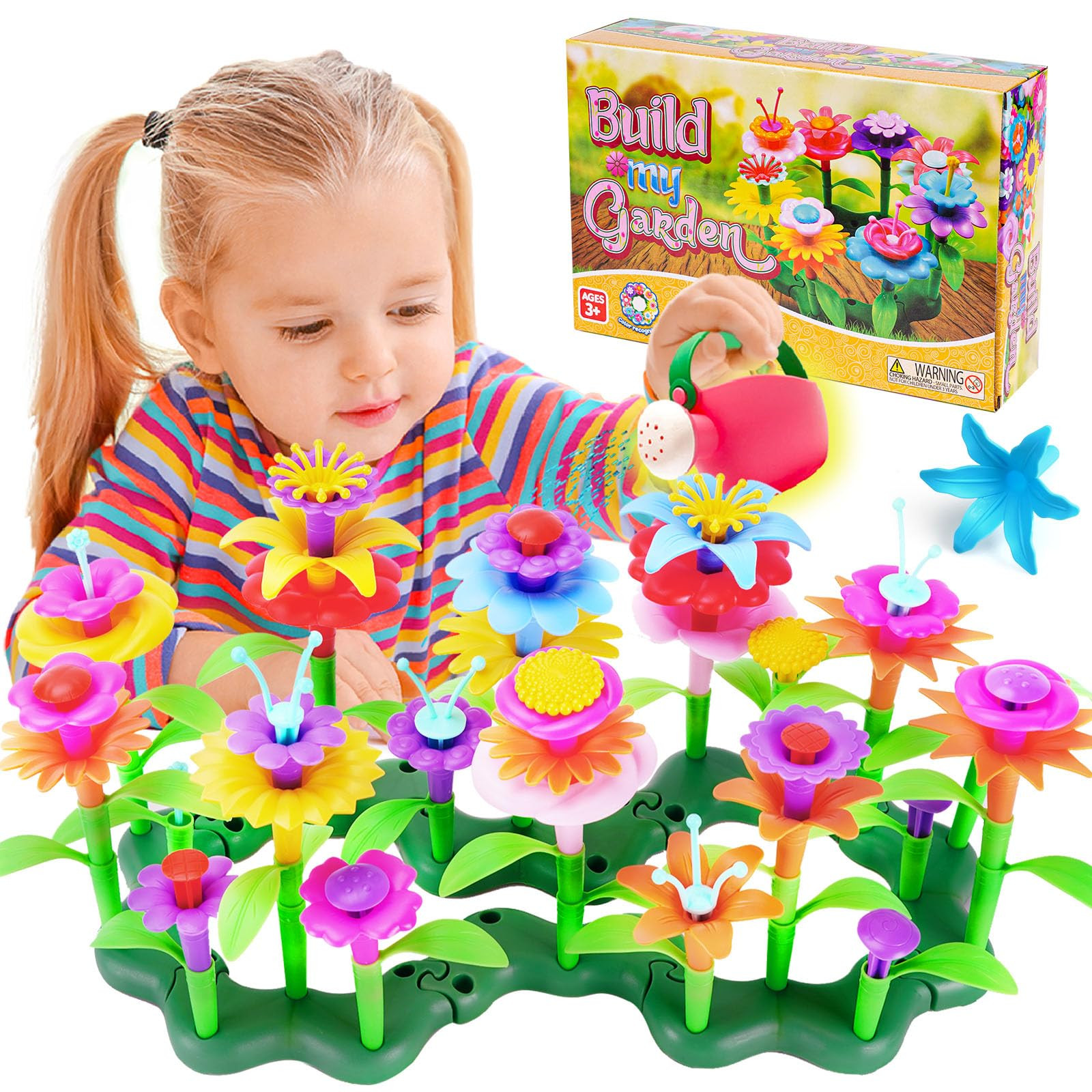 FUNZBO 99pcs Flower Garden Building Toys Set -Easter Spring Toys for 3 4 5 6 7 Years Old Girls, S... | Amazon (US)