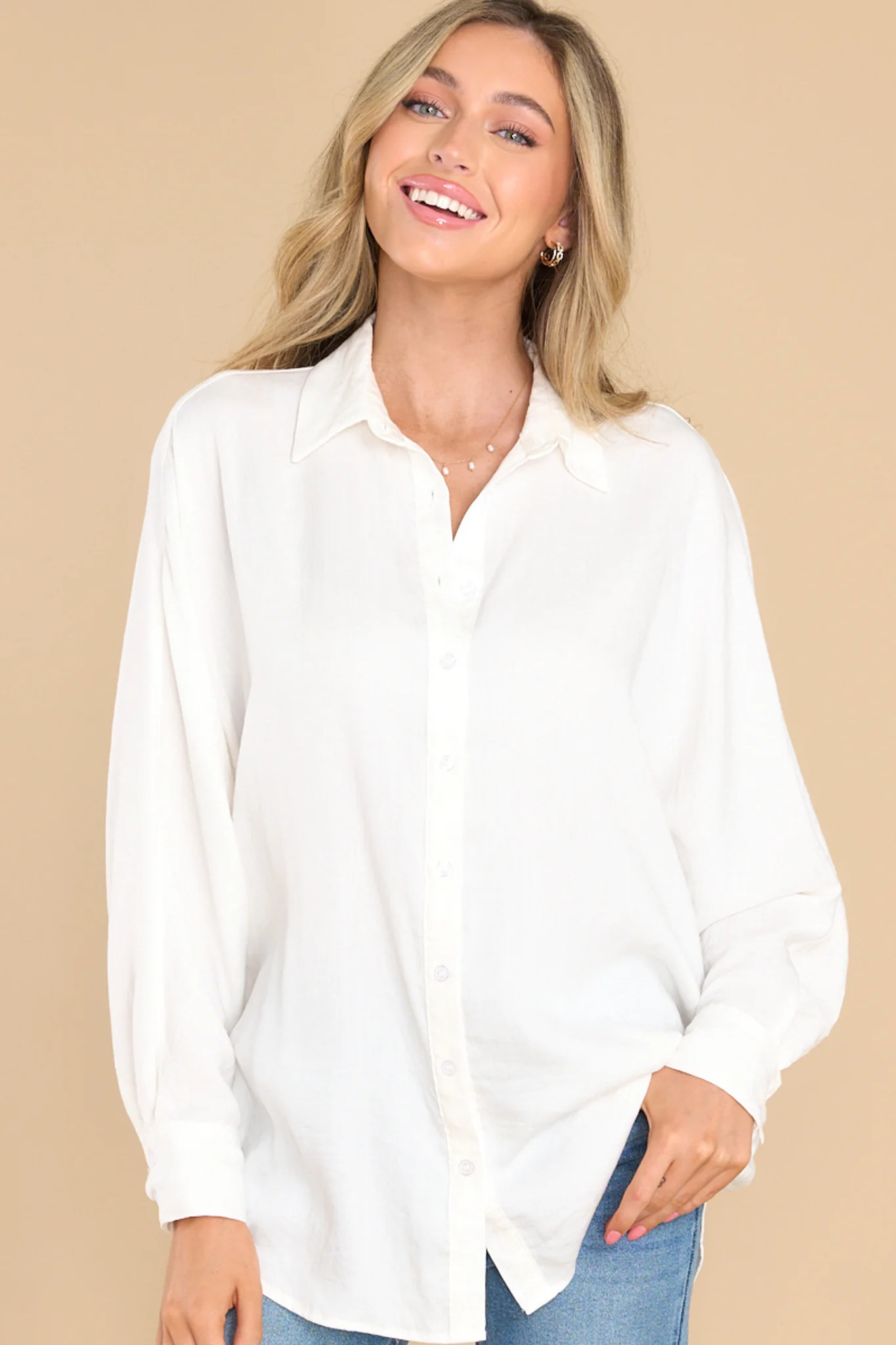 Off To Work White Top | Red Dress 