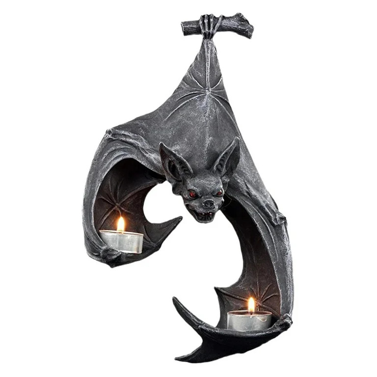 Bat Wall Candle Tealight Holder Candlestick Halloween Hanging Sculpture | Walmart (US)