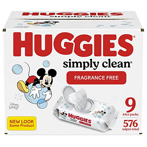 Huggies Simply Clean Unscented Baby Wipes, 9 Flip-Top Packs (576 Wipes Total),64 Count (Pack of 9) | Amazon (US)
