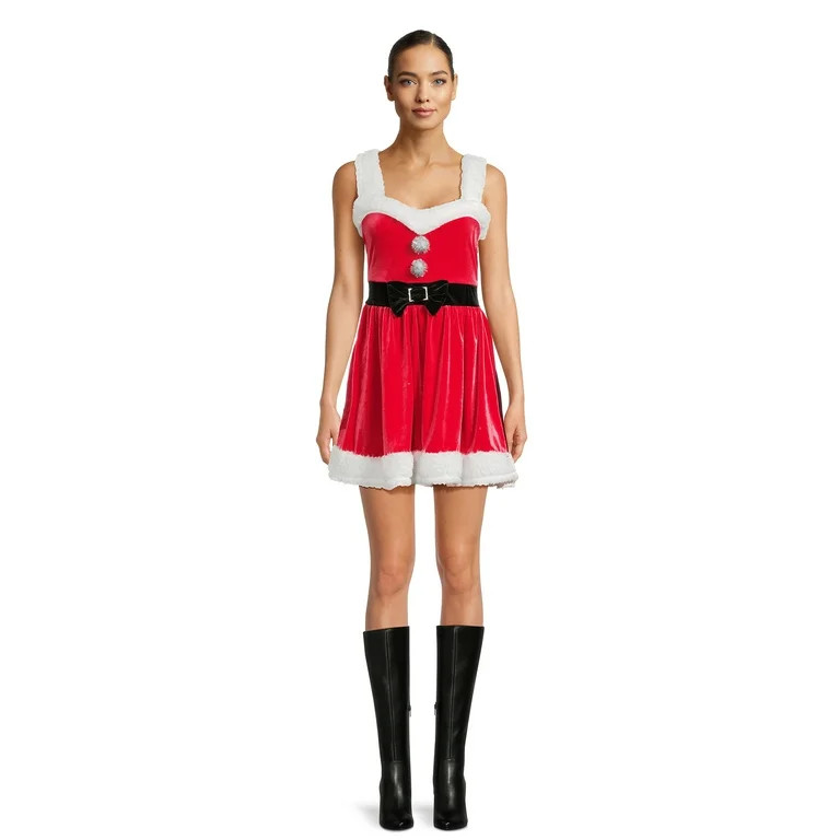 No Boundaries Juniors Santa Dress, Sizes XS-3XL | Walmart (US)