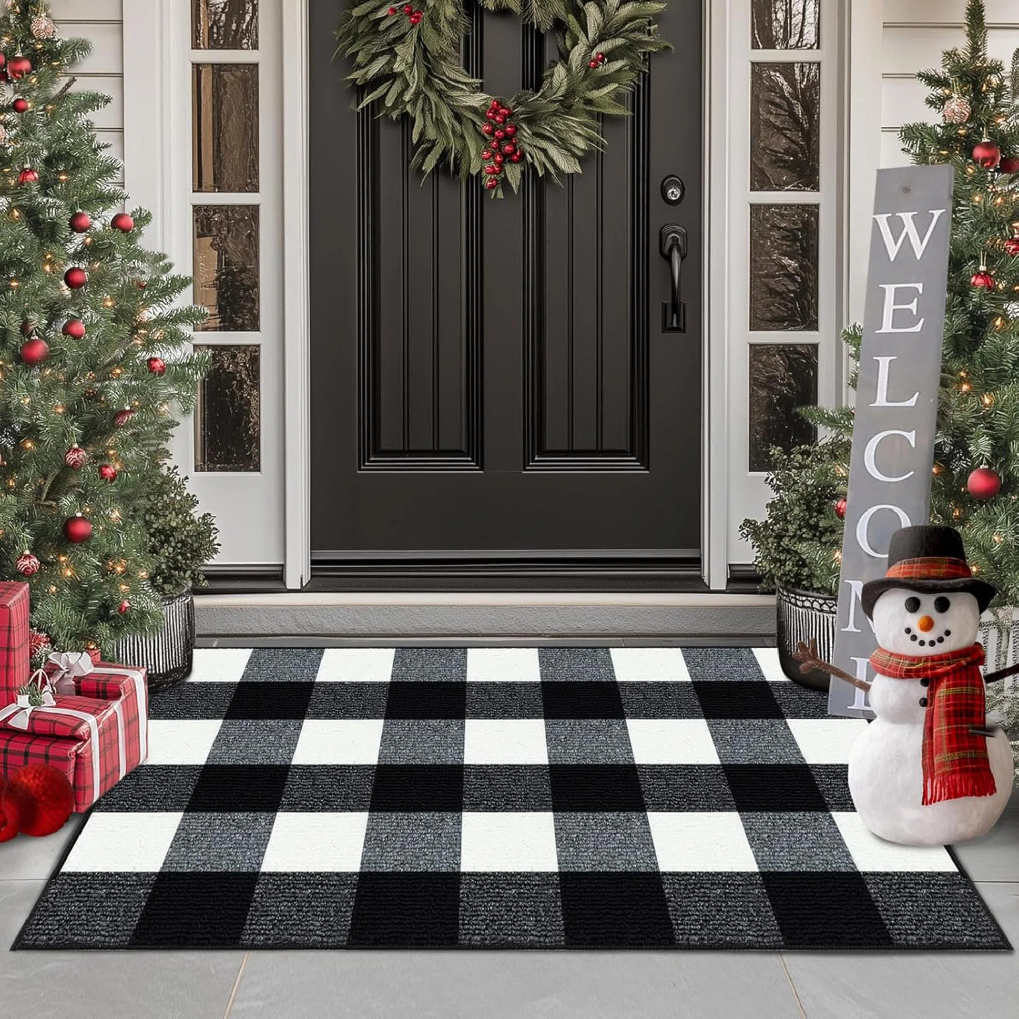 Buffalo Plaid Outdoor Rug Checkered Front Door Mat Entryway Rug | Wayfair North America