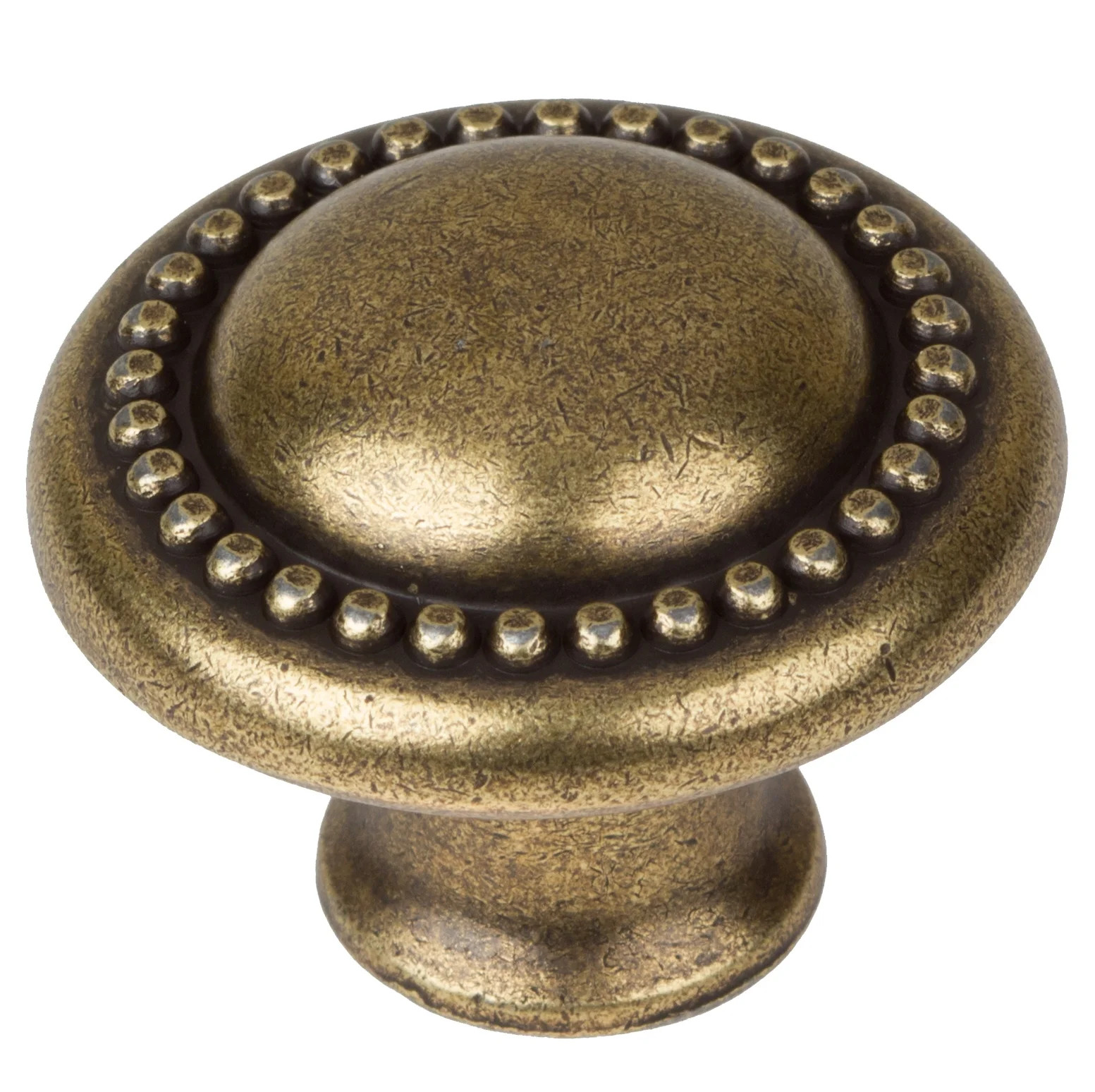 GlideRite 1.25 in. Round Beaded Cabinet Knobs, Antique Brass, Pack of 25 | Walmart (US)