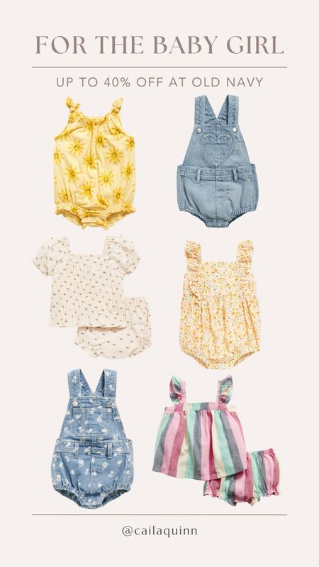 Baby girl outfits for spring and summer at up to 40% off ☀️ love these denim rompers and pops of color! 

#LTKbump #LTKfamily #LTKfindsunder50