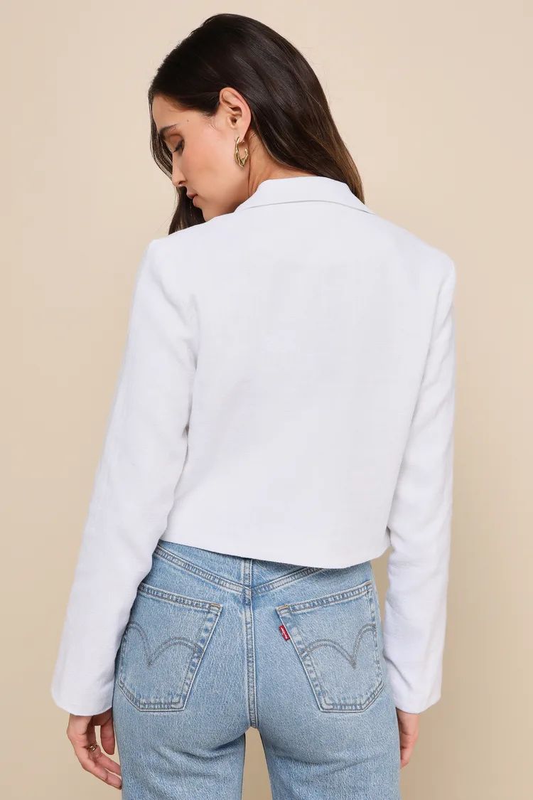Sophisticated Decision White Linen Cropped Blazer | Lulus