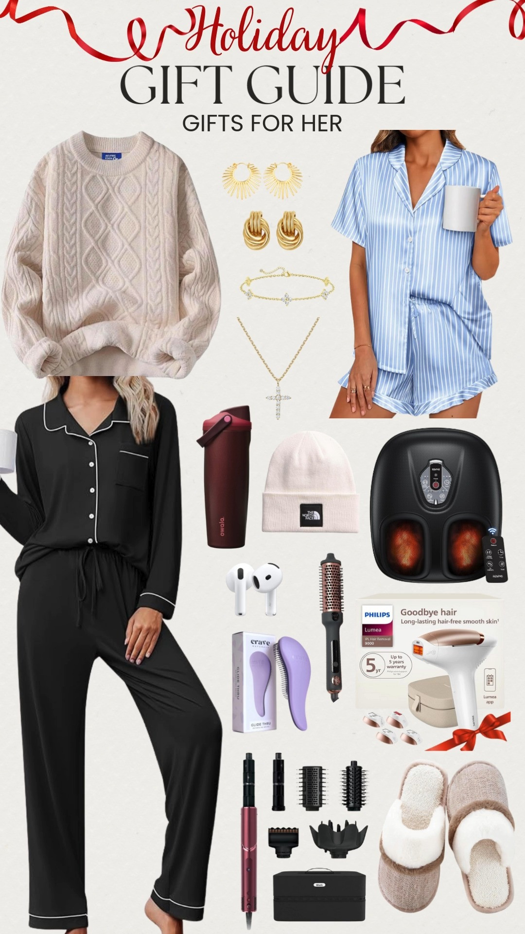 Holiday gifting made simple ✨💛 I've rounded up my Amazon favorites for her. From chic gold jewelry, cozy beanies, luxe pajamas, relaxing self care, beauty tools, tech essentials, and comfy slippers. Perfect picks to treat your best girls (or yourself!) this season 🎁✨ 

 #LTKGiftGuide