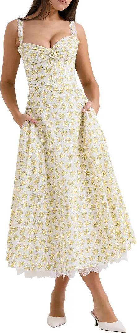 HOUSE OF CB Rosalee Floral Stretch Cotton Petticoat Dress | Nordstrom | Nordstrom