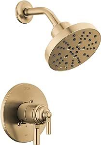 Delta Faucet Saylor 17 Series Gold Shower Valve Trim Kit with H2Okinetic Shower Head, Delta Showe... | Amazon (US)
