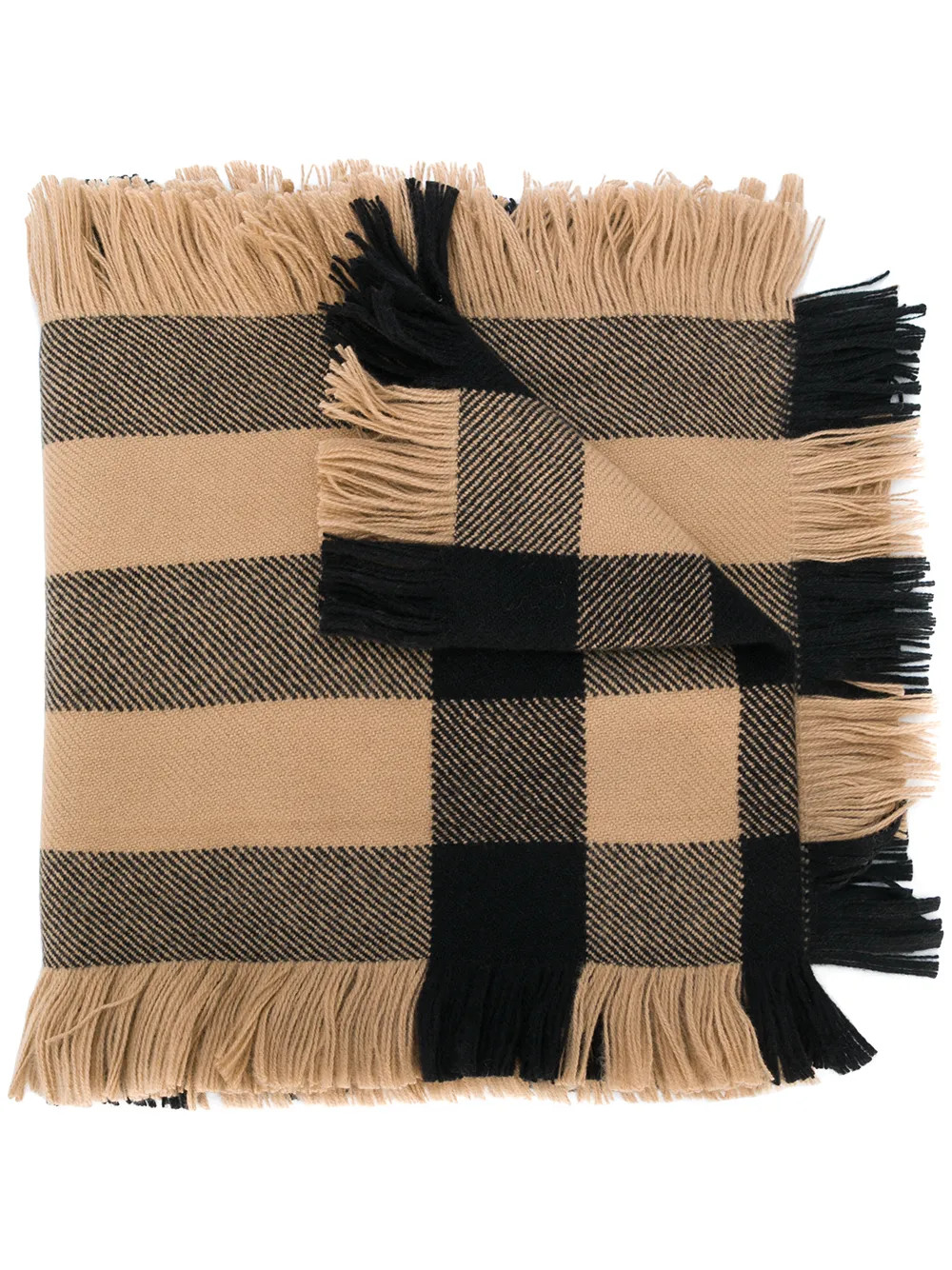 Burberry Fringed Check Wool Scarf - Brown | FarFetch US