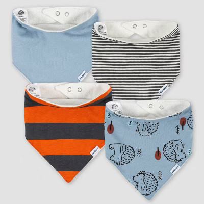 Gerber Baby Boys' 4pk Fox Bandana Bib - Gray | Target