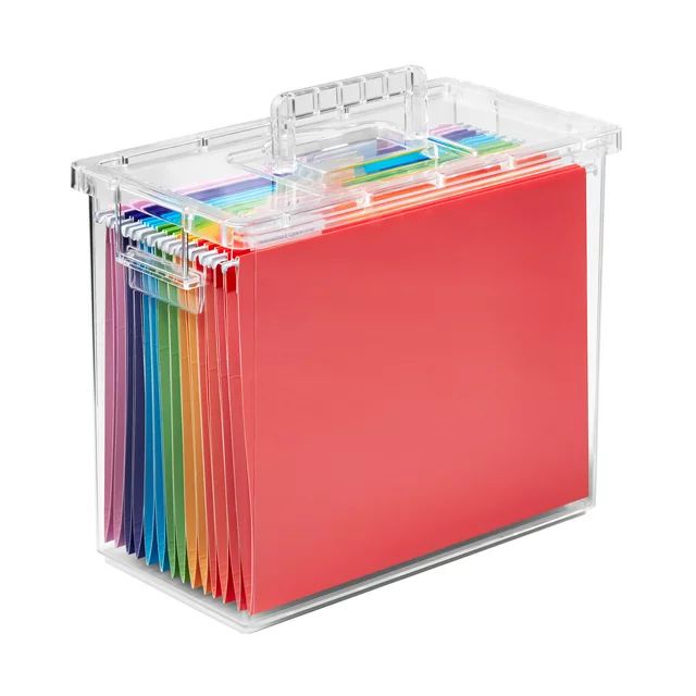 The Home Edit Office File Box with Top Handle, Clear Plastic, 13.3" x 7" x 11" | Walmart (US)
