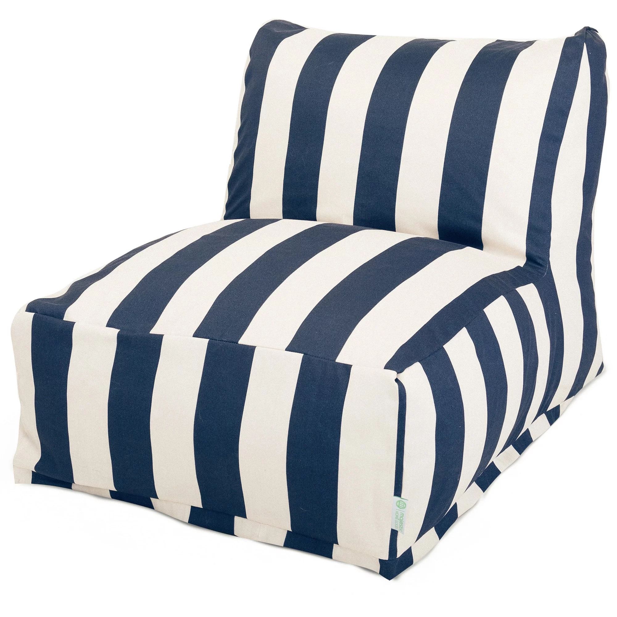 Majestic Home Goods Indoor Outdoor Navy Vertical Stripe Chair Lounger Bean Bag 36 in L x 27 in W ... | Walmart (US)