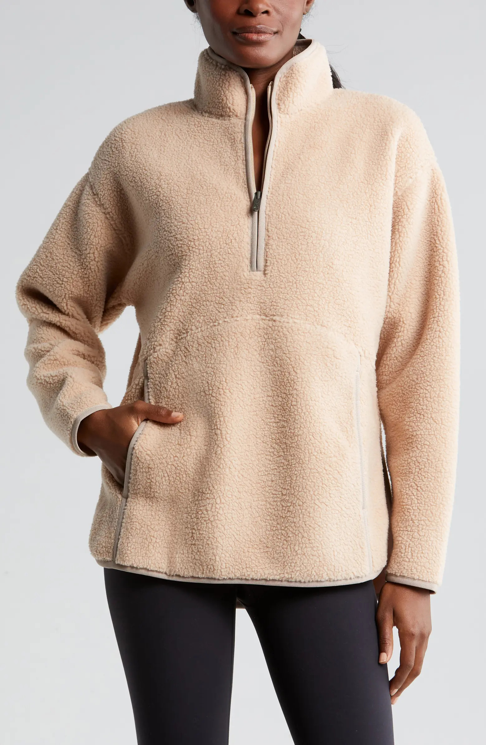 Faux Shearling Half Zip Jacket | Nordstrom