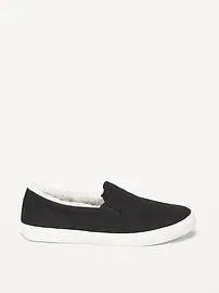 Sherpa-Lined Canvas Slip-On Sneakers for Women | Old Navy (US)