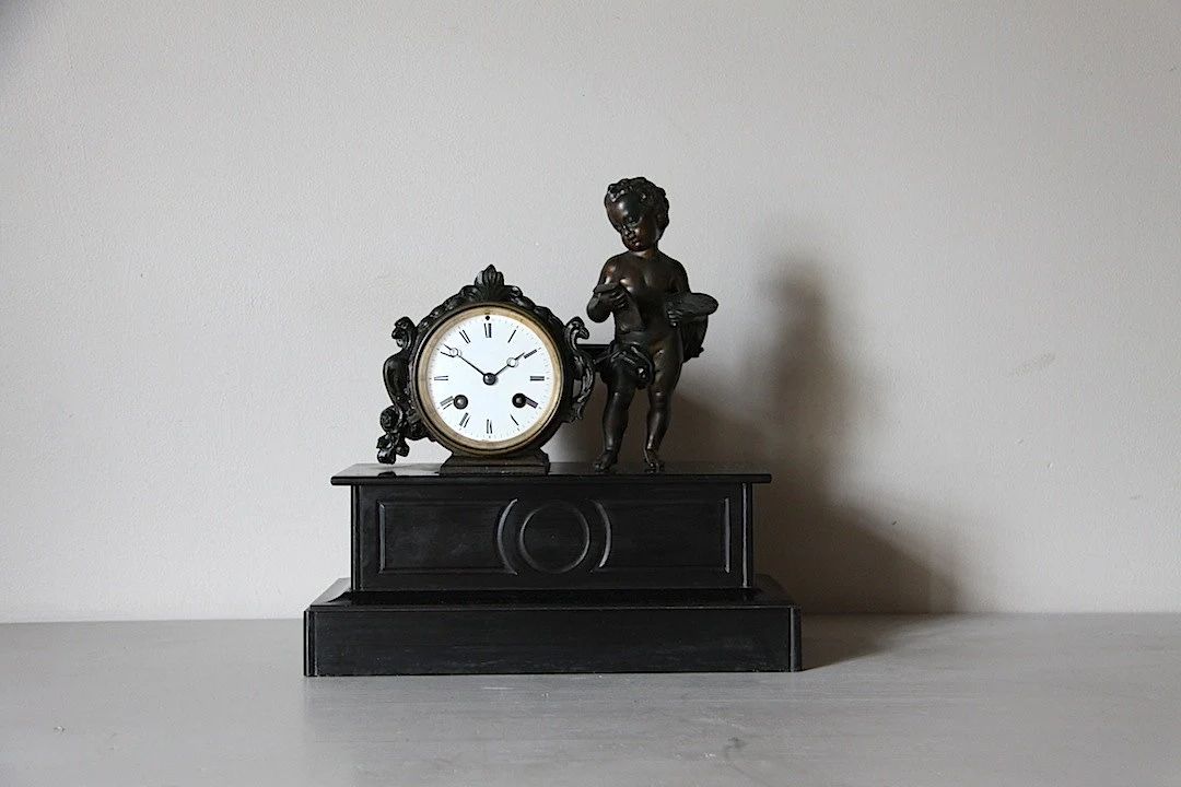 Antique French Marble Cherub Mantle Clock Napolean III | Etsy (US)