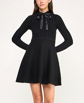 Juniors' Long Sleeve Collar Neck Sweater Dress | Macy's