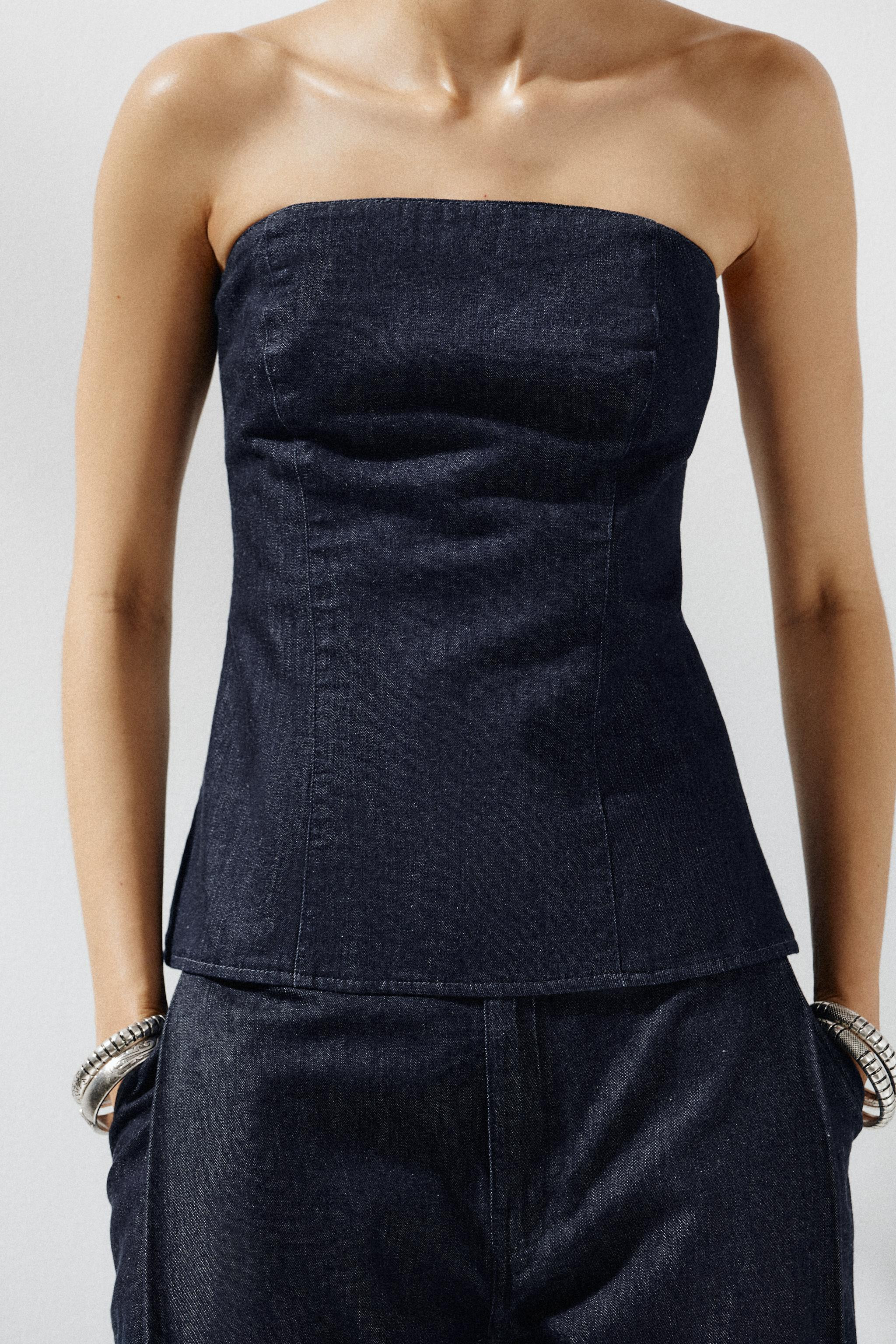 TRF DENIM BANDEAU TOP | Zara UK