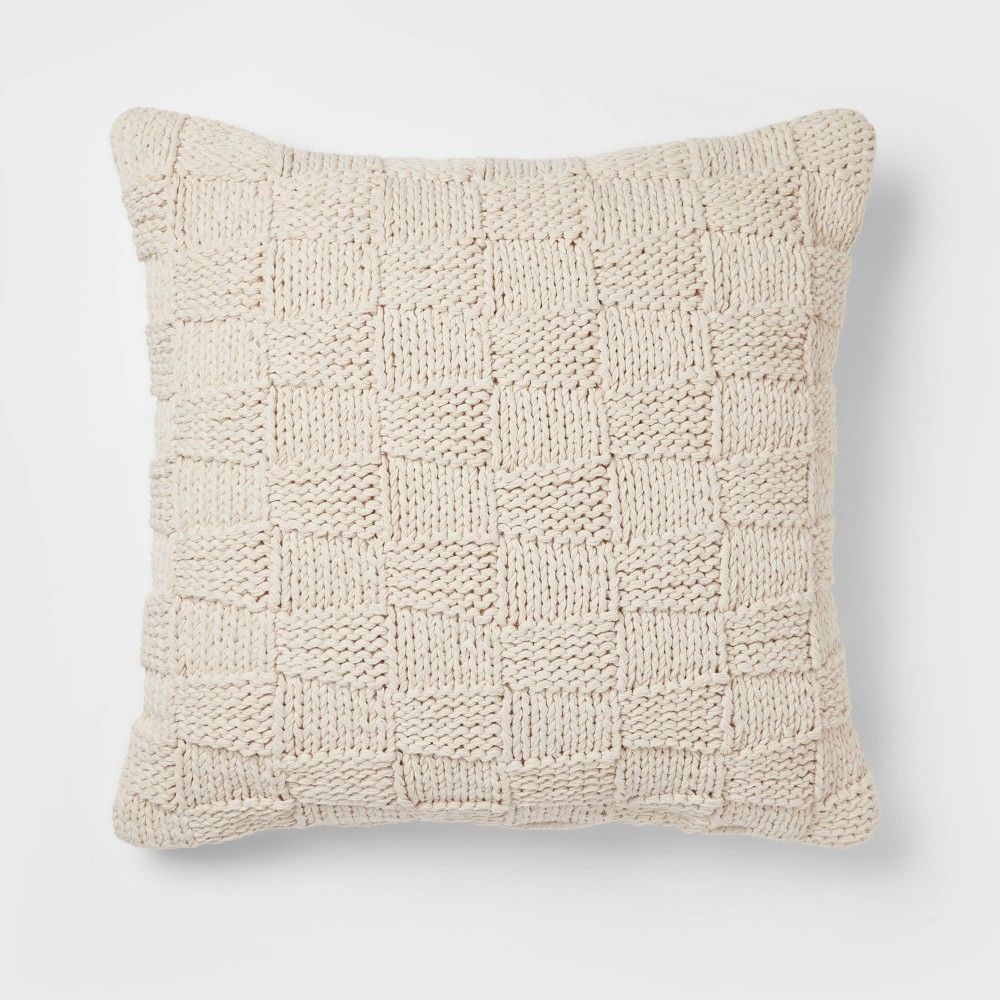 Oversized Chunky Knit Square Throw Pillow Neutral - Threshold | Target