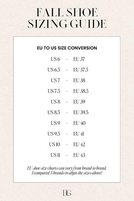 US to EU shoe size conversion!! 

#LTKSeasonal #LTKshoecrush
