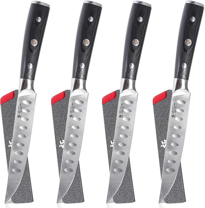KYOKU Samurai Series - 5" Steak Knives Set of 4 with Sheath & Case - Full Tang - Japanese High Ca... | Amazon (US)