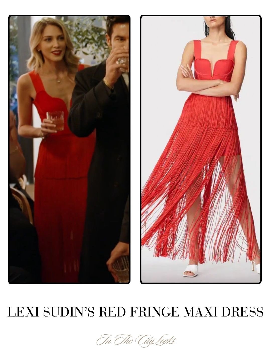 Lexi Sudin’s Red Fringe Maxi Dress