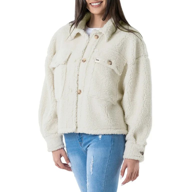Lee® Women's Long Sleeve Cropped Sherpa Shirt Jacket | Walmart (US)