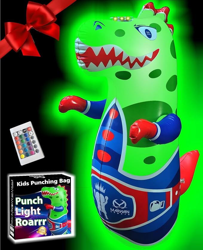 Marwan Sports Punch, Light & Roar Dinosaur Punching Bag – 47" Inflatable Bop Bag for Kids Ages ... | Amazon (US)