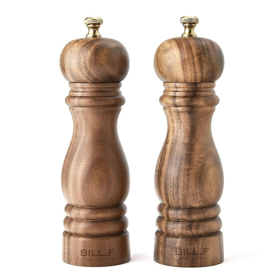 Pepper Grinder,Wood Salt and Pepper Grinder Mills Sets, Acacia Wood Manual Salt Grinder Refillabl... | Amazon (US)