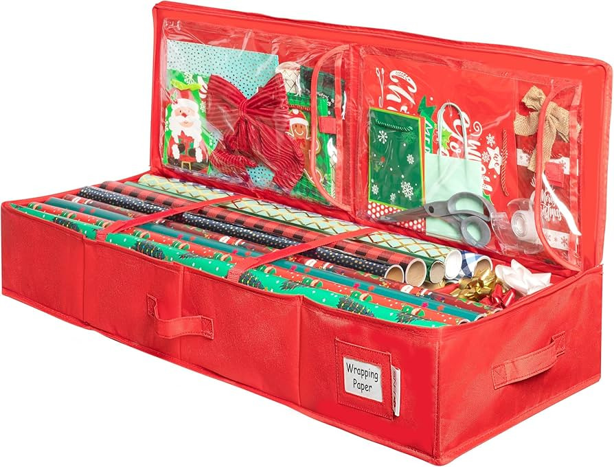 Wrapping Paper Storage Container – Fits up to 27 Rolls 1 3/8” Diam. - Underbed Gift Wrap Orga... | Amazon (US)