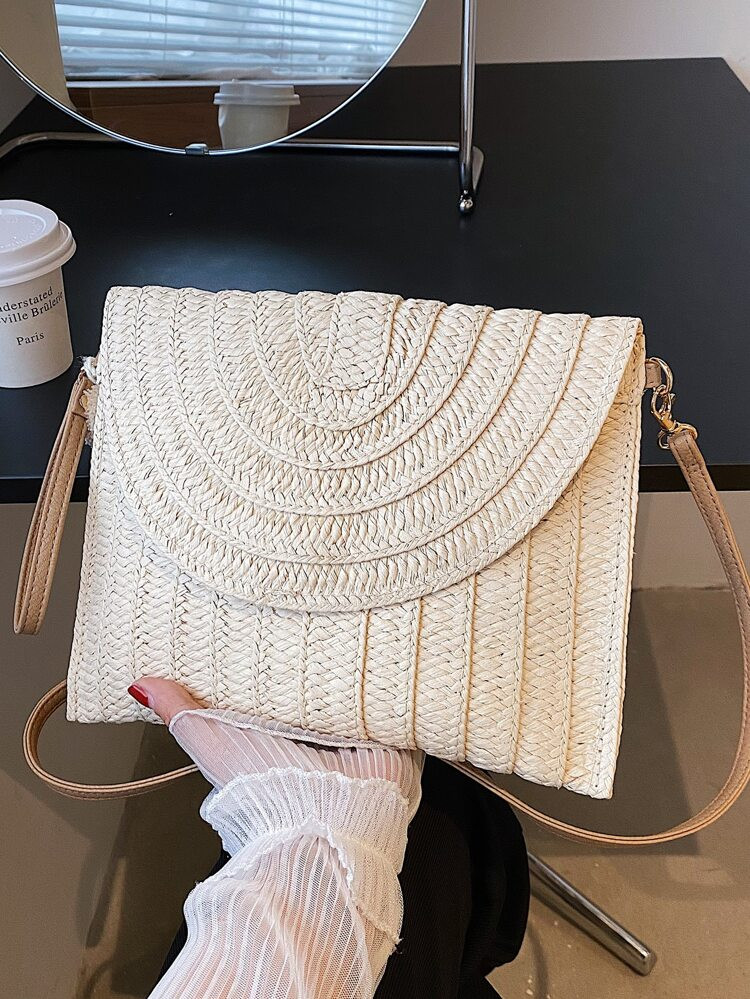 Minimalist Flap Straw Bag | SHEIN