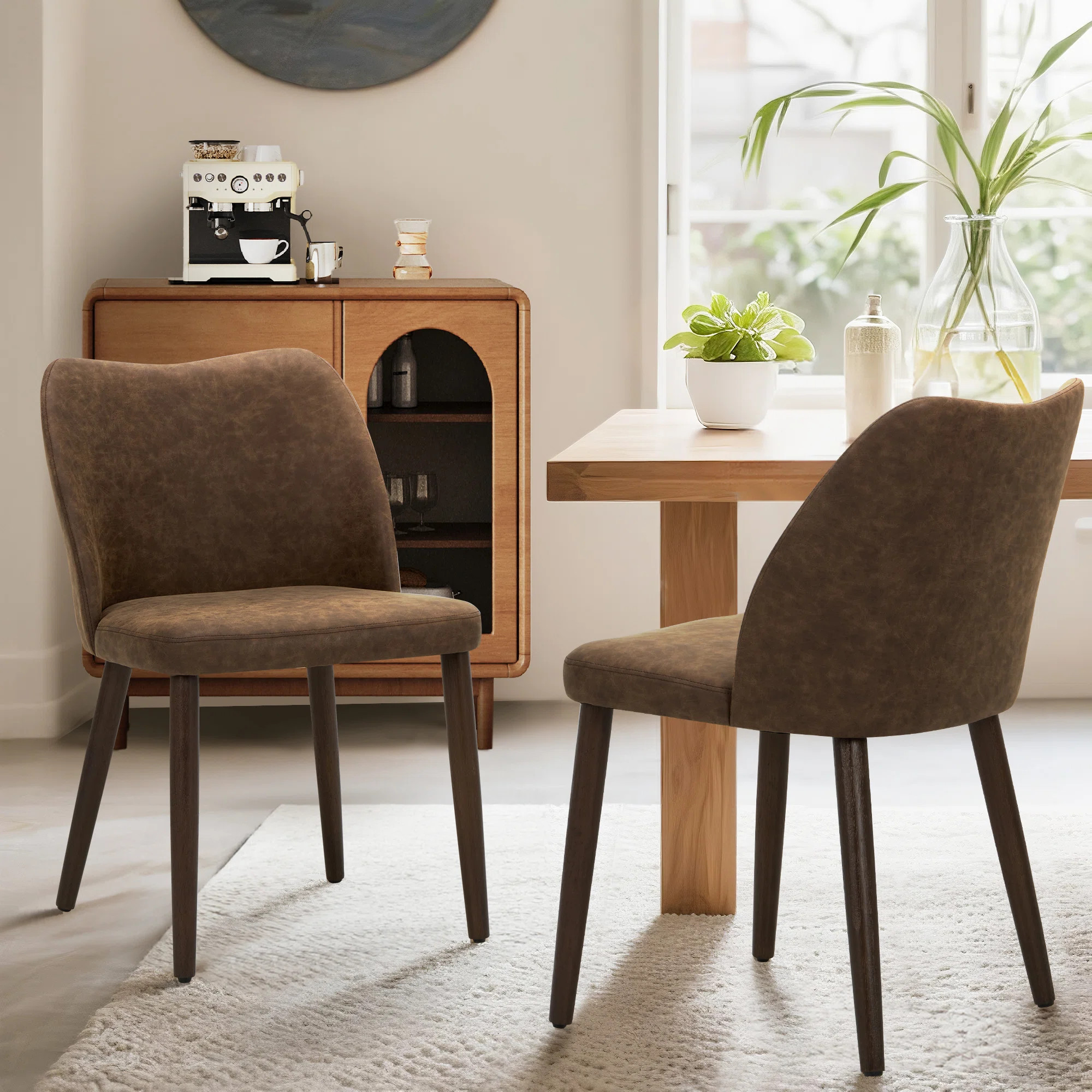 Upholstered Solid Wood Small Dining Chairs - Ergonomic Curve & Plush Padding for Multiple Spaces ... | Wayfair North America