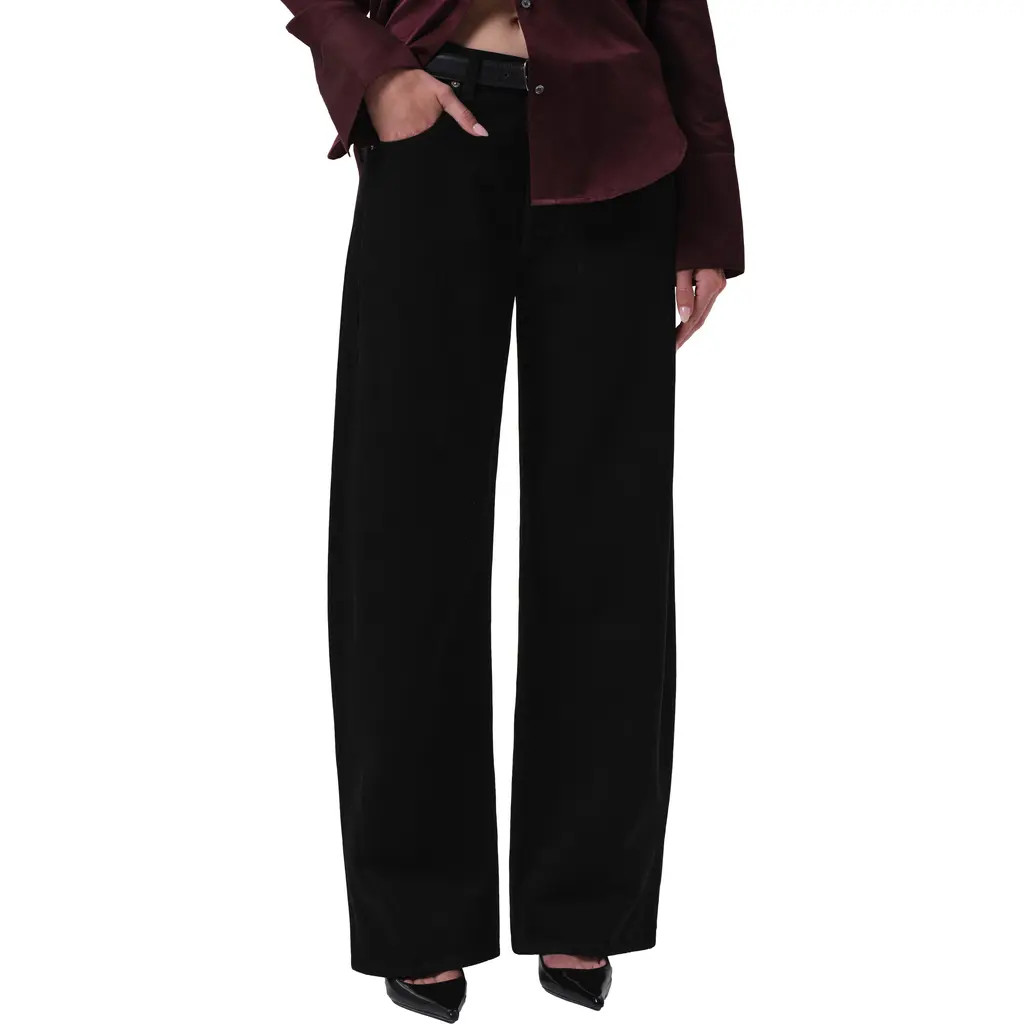 Citizens of Humanity Ayla High Waist Baggy Wide Leg Jeans in Solid Black at Nordstrom, Size 25 | Nordstrom