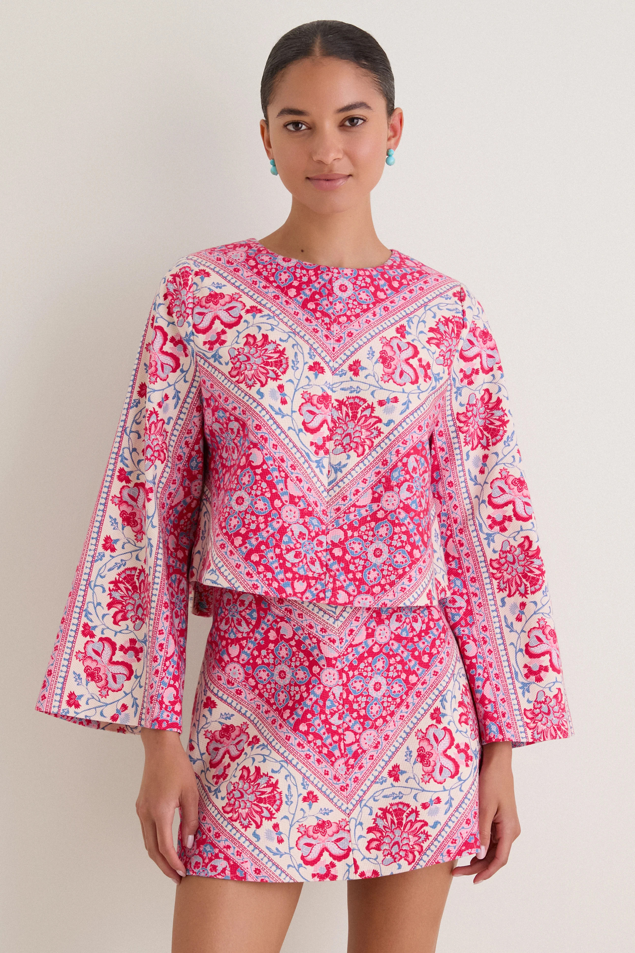 Cerise Chevron Cotton Maxine Top | Tuckernuck (US)