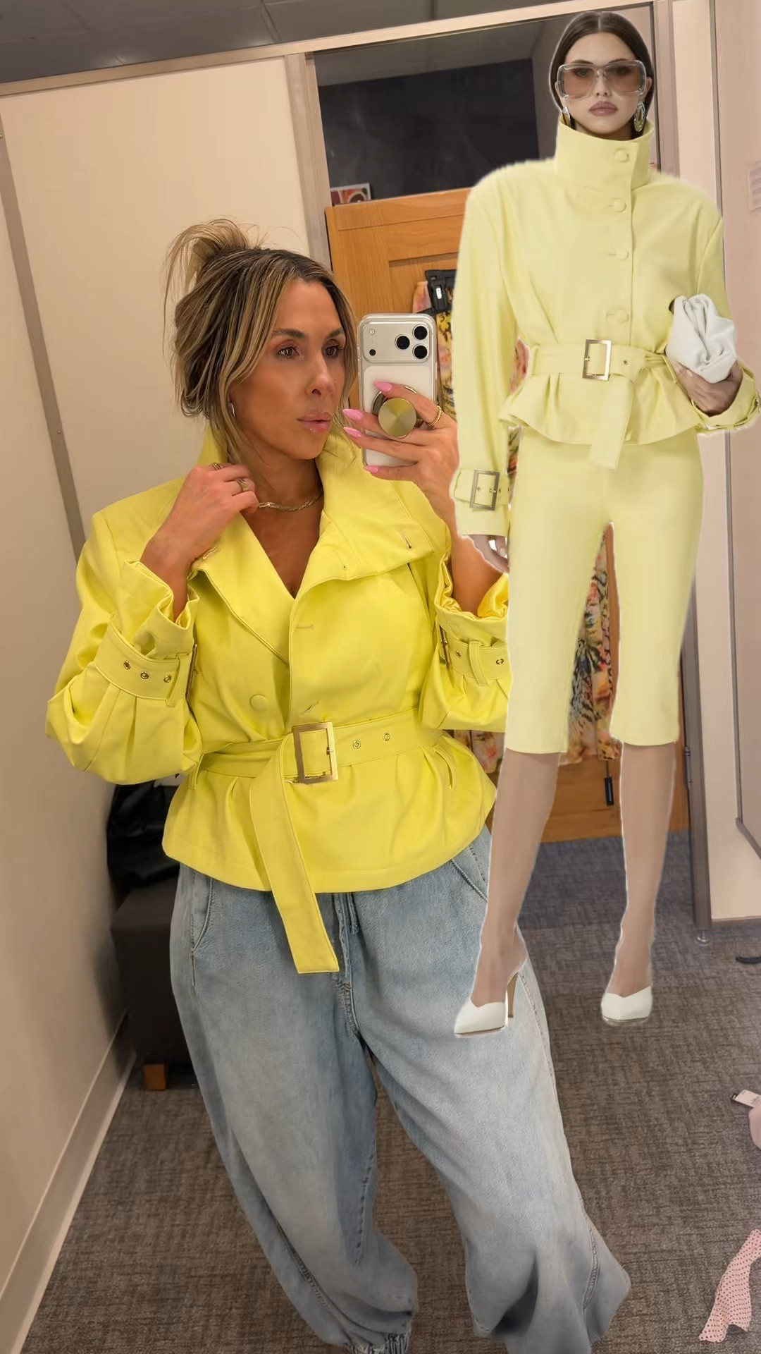 OMG, I loveeddd this jacket. It is faux leather and the true color is what you see. I did not try the capris (stretch felt limited) Size L

I have a discount code to use on AFRM.con

CHRISTINEN15

The code can only be used on afrm.com but I did link the other retailer selling these pieces for purposes of size availability

@AFRM 

#LTKMidsize #LTKootd