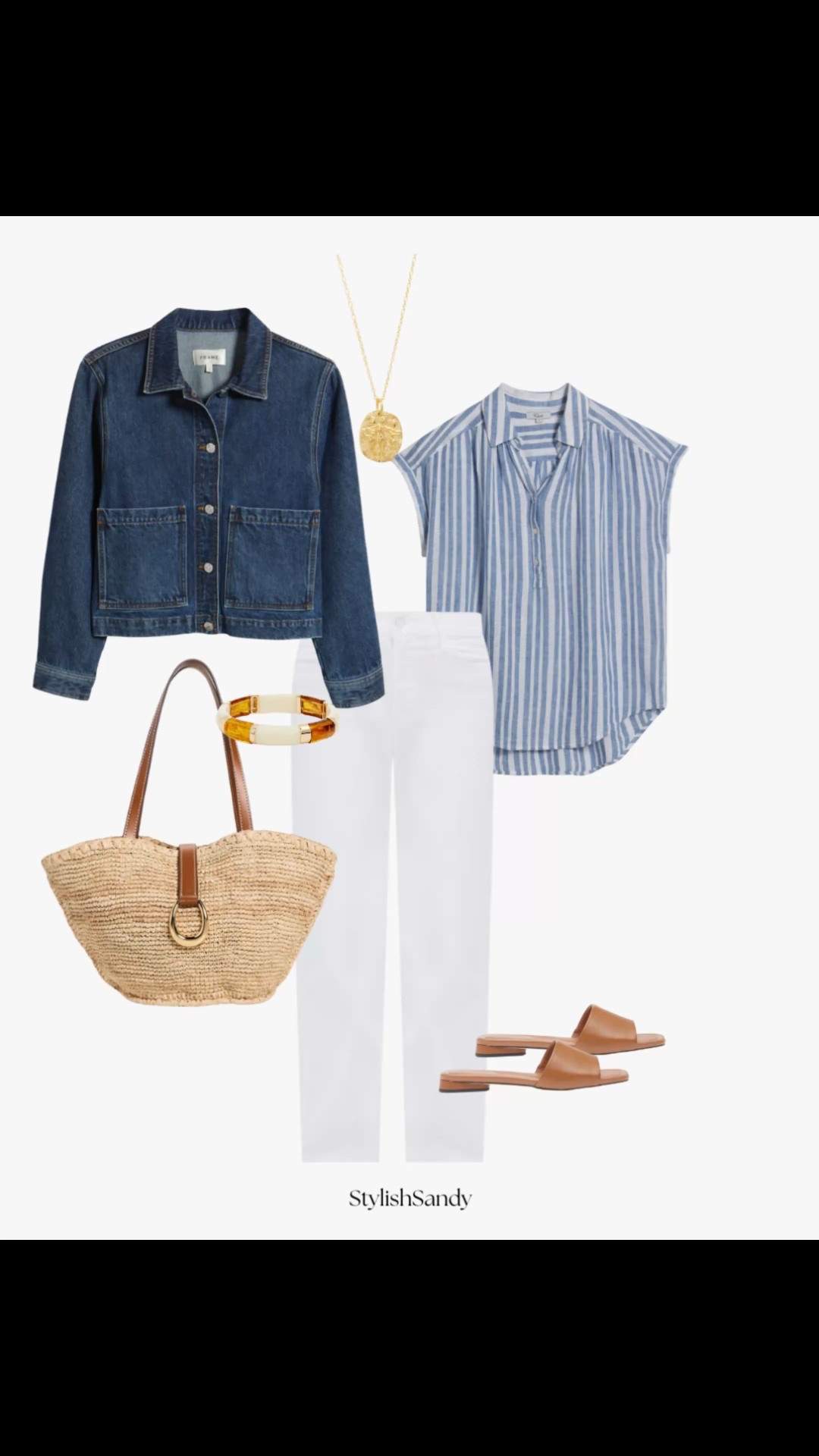 classic outfit inspo the weekend

denim jacket 
Necklace rails camp shirt 
White straight jeans 
Cognac slides 
Rafi bag 
Bracelet 
Necklace

#LTKOver40 #LTKStyleTip #LTKSeasonal
