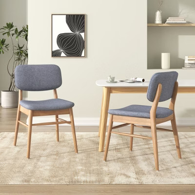 Hrinhom Set of 2 Mid-Century Upholstered Dining Chair-Grey | Target