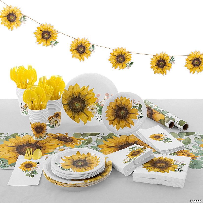 Sunflower Party Tableware Kit for 24 Guests | Oriental Trading Company