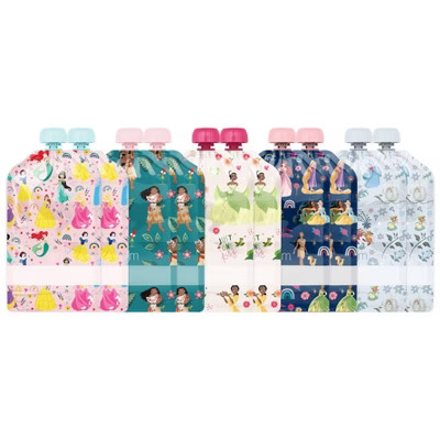 Disney Princesses 10pk Kids Food Pouches - Simple Modern: Reusable & Refillable Off-White Storage Bags, 5oz Capacity | Target