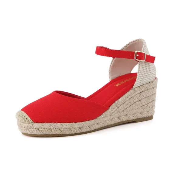 Cushionaire Elche Closed Toe Wedge Sandals for Women, Platform Espadrilles Heels With Adjustable ... | Walmart (US)