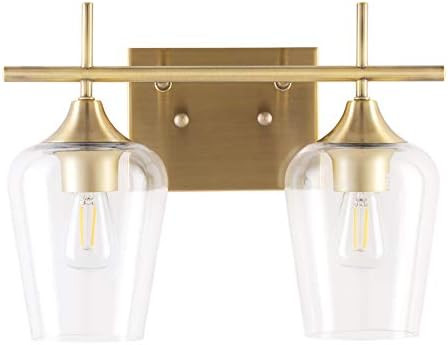 VONLUCE 2-Light Gold Vanity Light Fixtures Over Mirror, Wall Mount Modern Brass Bathroom Sconce w... | Amazon (US)
