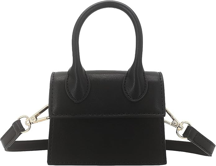Mini Crossbody Bag for Women Girls Synthetic Leather Flap Purse Styling Top-Handle Clutch Handbag | Amazon (US)