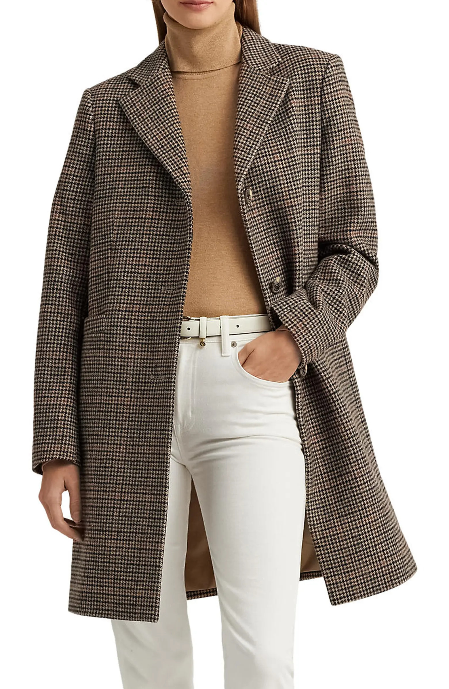Plaid Wool Blend Reefer Coat | Nordstrom
