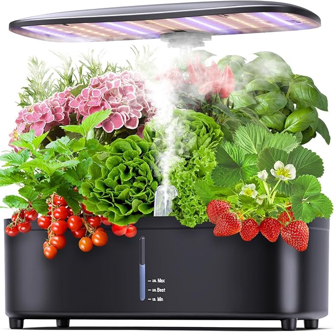 Misting 15 Pods Hydroponic Growing System Herb Garden Kit Indoor,2.5L Large Tank Plant Germinatio... | Amazon (US)