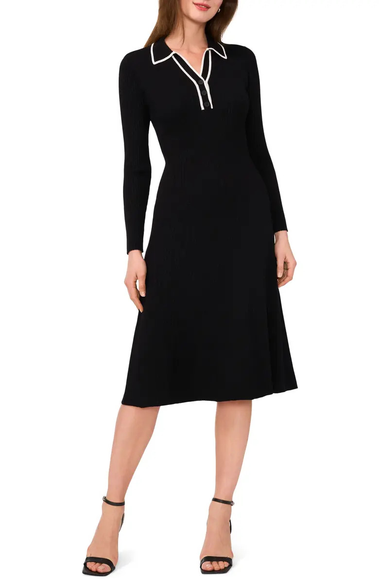 Halogen® Contrast Trim Long Sleeve Sweater Dres | Nordstrom | Nordstrom
