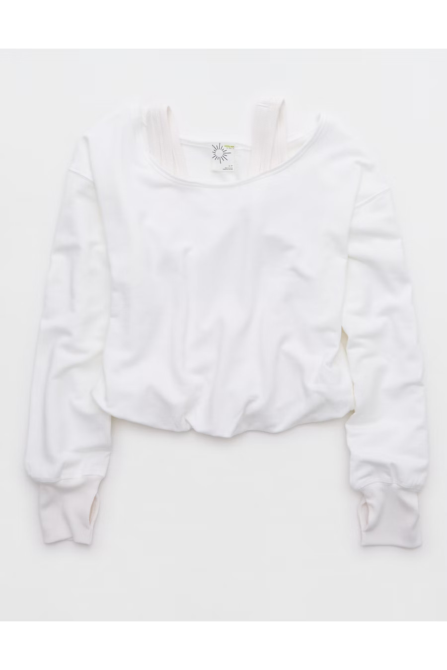 OFFLINE By Aerie OTT Layered Sweatshirt Women's White XXS | Aerie
