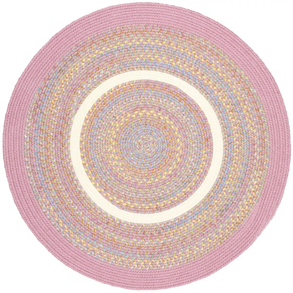 Pavel Geometric Handmade Braided Indoor / Outdoor Area Rug in Pink | Wayfair North America